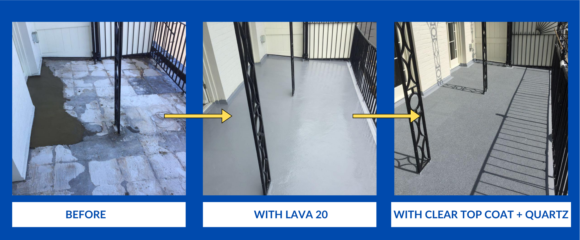 Balcony restored with Anti Slip System before and after