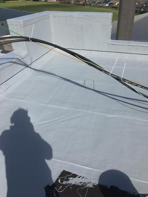 Here we have a felt roof after the treatment with Owl Lava 20